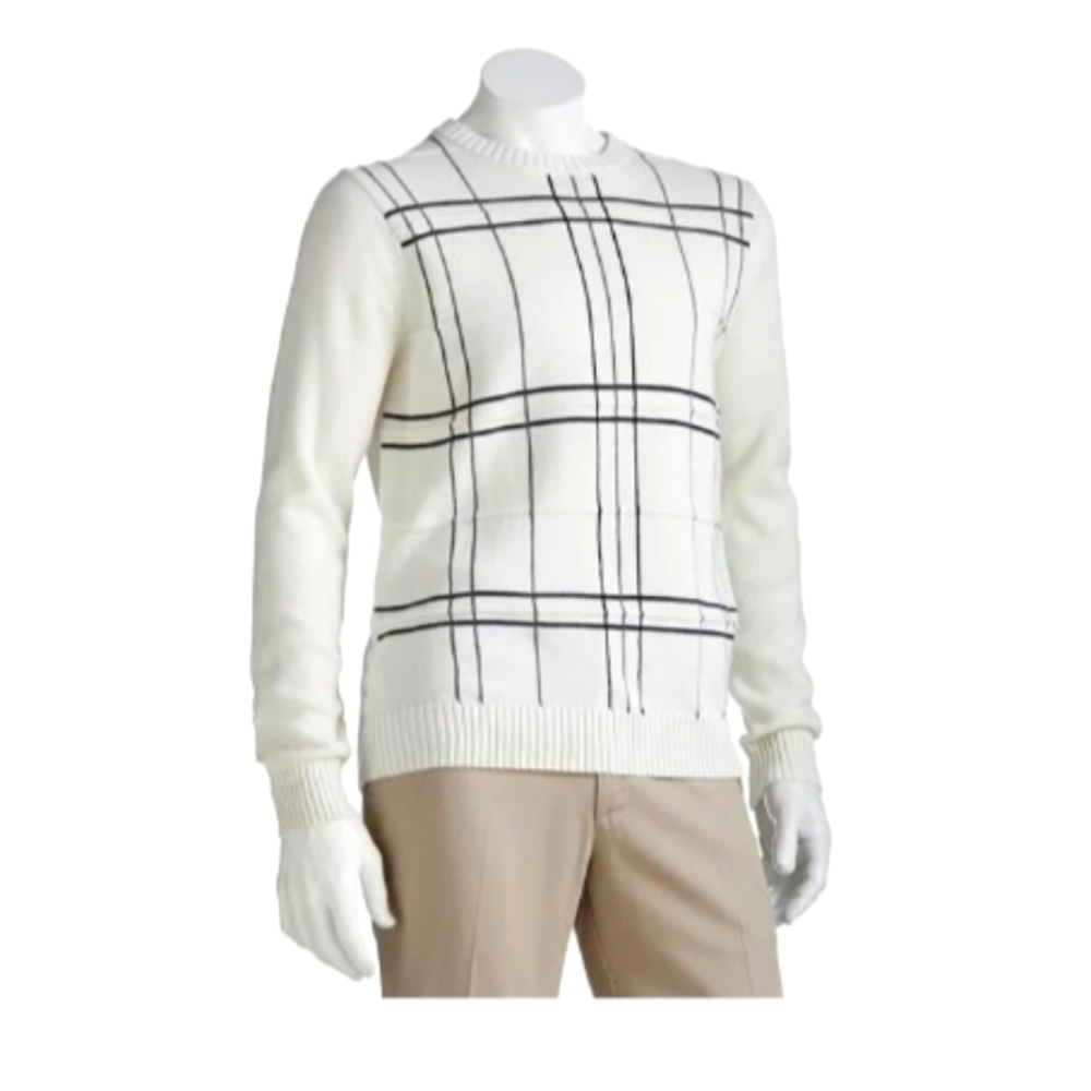 NWT Croft & Barrow® Plaid Crewneck Sweater - Men Size Large